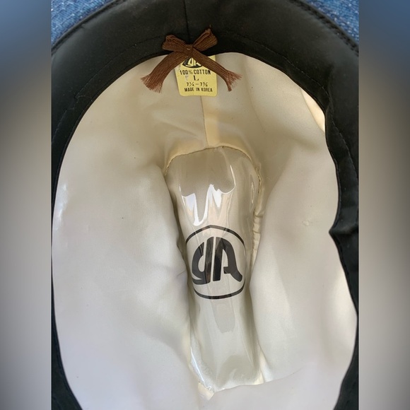 Vintage 1970’s YA Blue Denim Jean Cowboy Hat Size L Dark Wash Western 7 1/4 3/8 - Picture 4 of 9